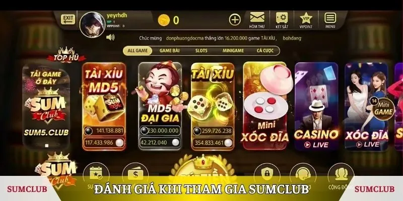 Đánh giá của người chơi khi tham gia SUMCLUB